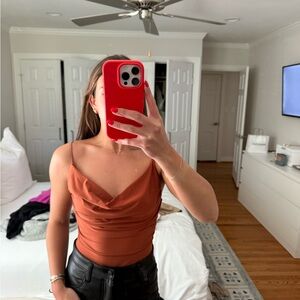 Nasty Gal Rust Cowl Neck Top